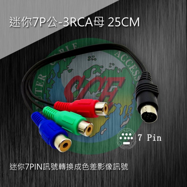 迷你7P公-3RCA母 25CM