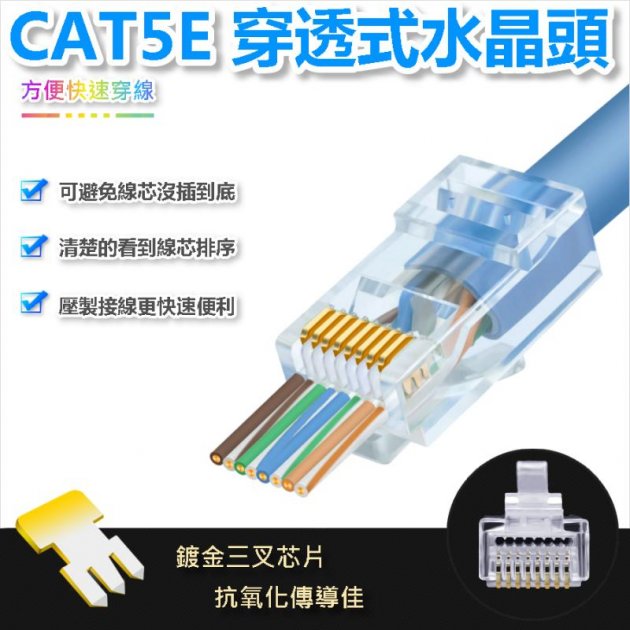 CAT5E PLUG 穿透式水晶頭(100顆入)