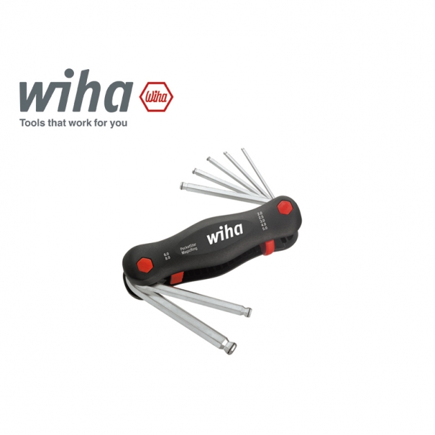 德國 Wiha 7件摺疊式六角防脫落扳手組 SB 369R P7