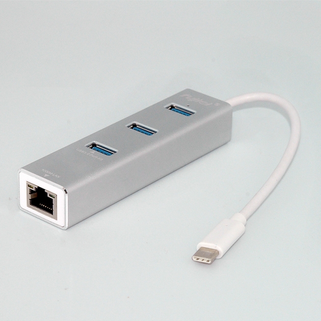fujiei USB 3.1 Type-C 3 埠HUB+仟兆網卡 AJ0065