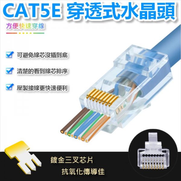 CAT5E PLUG 穿透式水晶頭(100顆入)