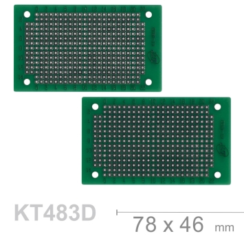 KT-483D 78 x 46 mm 雙面 15 x 25 孔 FRP PCB板 萬用電路板